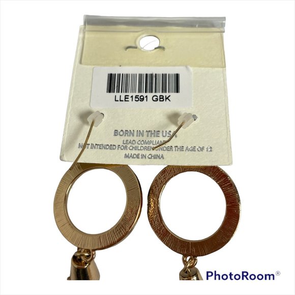 Mia Glamour Black Gold Metal Tassel Chain Dangle Hook Earrings by Kim Min Sun - Picture 3 of 3